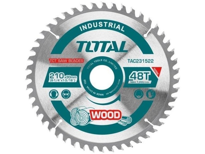 Total alati Rezni list za drvo 48 zuba 210x25,4mm