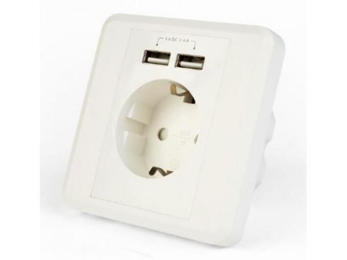 Gembird AC Šuko za utikač 2 porta USB punjač, 2.4A EG-ACU2A2-01