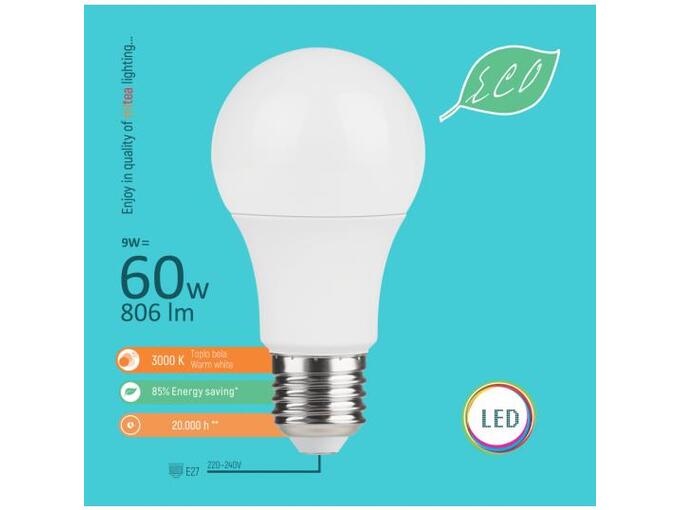 Mitea Lighting LED Eco sijalica 220-240V E27 9W A60 3000K