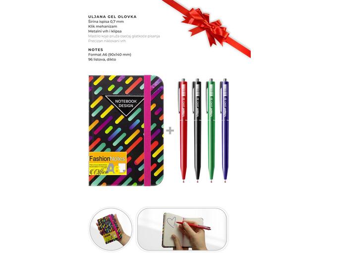 Moja Knjižara Set 4 gel olovke Vinson z3 zeero i notes Fashion office a6/96