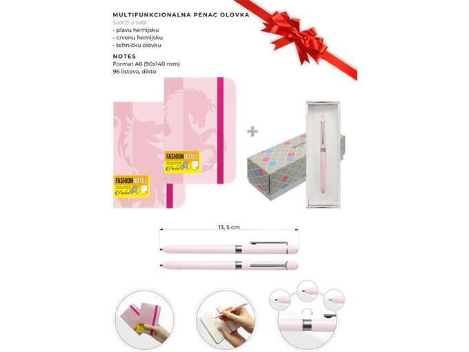 Moja Knjižara Set olovka Penac multi mf0107pk-gc8 i notes Fashion pastel a6/96
