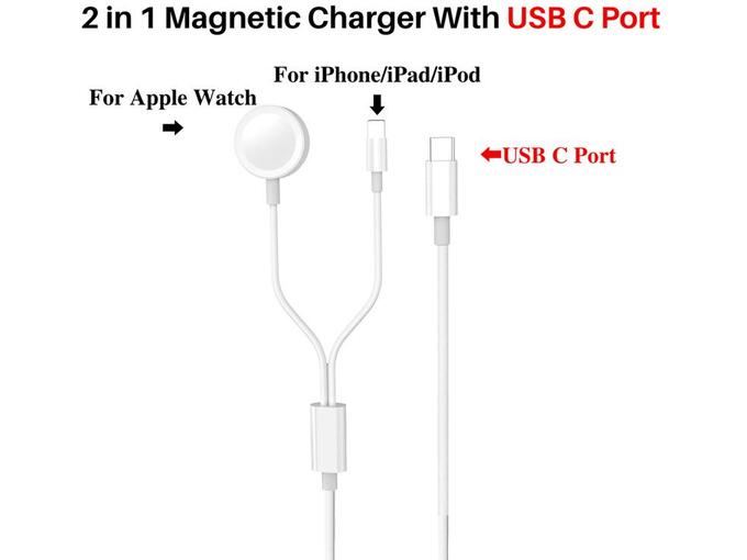 Bežični punjač za Apple watch i kabl Type-C na Ligntning