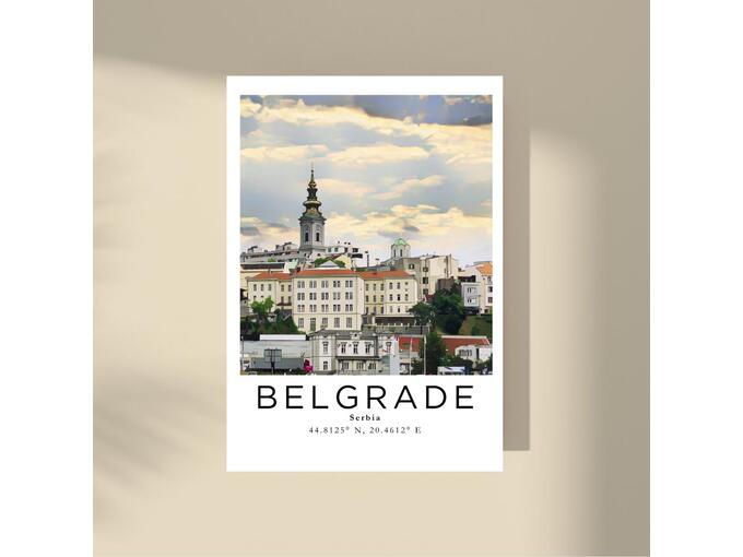 Imagio Studio poster Over the River Sava - Belgrade 21x30 cm, visokokvalitetni art papir