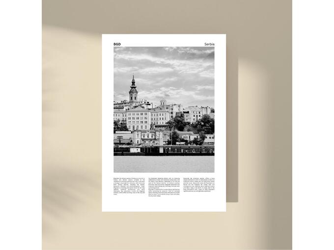 Imagio Studio poster Belgrade - Over the River B&W 30x40 cm, visokokvalitetni art papir
