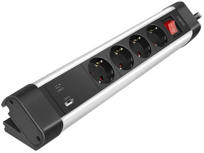 Logilink Produžni kabl 4 mesta 1 x USB A 1 x USB C 1.5m