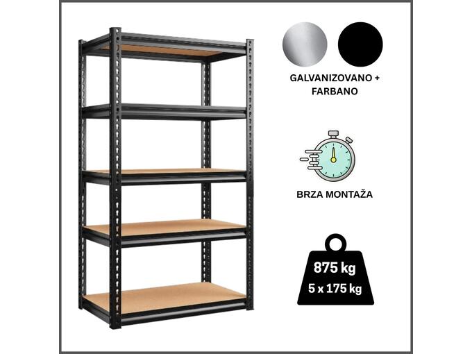 ePRO Metalna polica premium 180x100x40 metal-drvo 875kg (5x175kg)