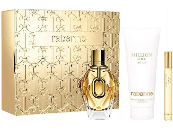 Paco Rabanne Million Gold Gift Set ( EDP 90ml + Body Lotion 100ml + EDP 10ml )