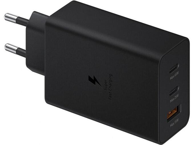 Kućni punjač Fast Charging Adapter Trio (USB-Cx2,USB-A) za Samsung PD 65W sa kablom Type-C na Type-C crni