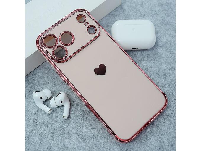Maska za iPhone 17 Pro Max Heart Frame roze