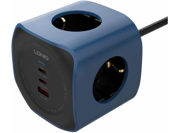 Produžni kabl LDNIO SE3338, 3 utičnice, USB, 2xPD, 6u1, GAN, 65W total power