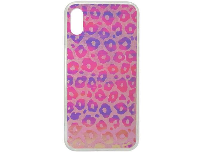 Maska za iPhone X/ XS roze Hologram 3D Leopard