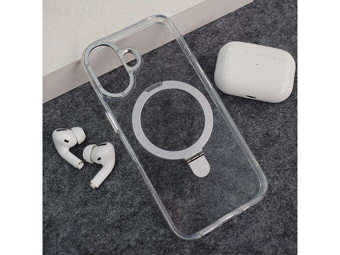Maska za iPhone 17 Berlia Clear Bracket Magnetic srebrna