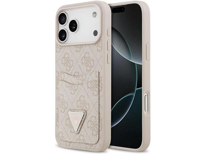 Maska za iPhone 17 Pro Guess 4G Double Card Triangle pink