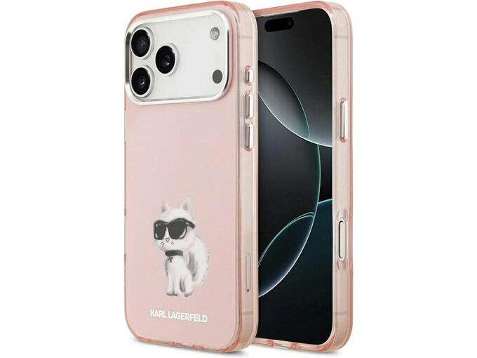 Maska za iPhone 17 Pro Max Karl Lagerfeld IML Aquarelle Choupette & Logo MagSafe pink