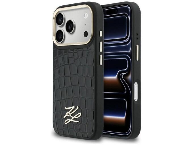 Maska za telefon iPhone 17 Pro Karl Lagerfeld Croco KL Script Logo MagSafe