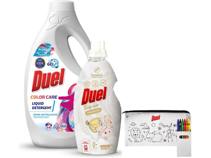Duel Tečni deterdžent Color Care 2.45l + Omekšivač Baby care 1.6l + Pernica