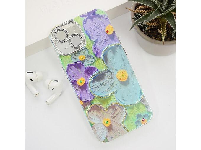 Maska Painting Flower za iPhone 15 plava