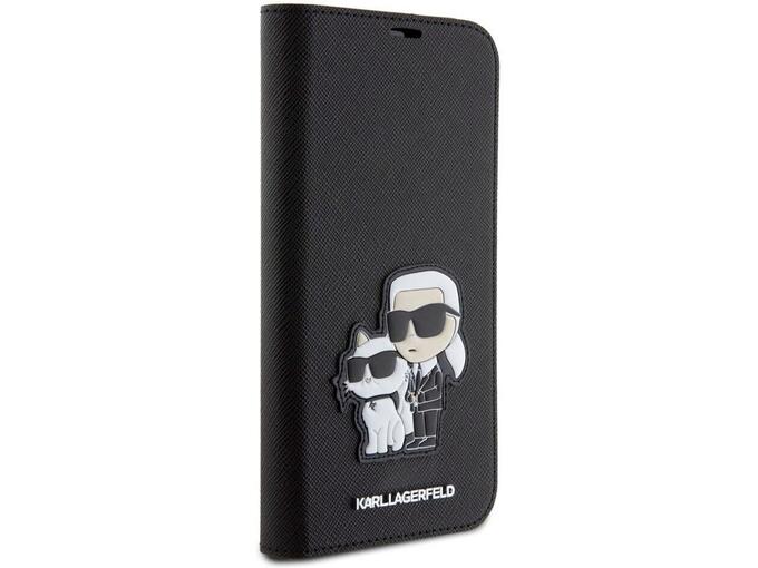 Maska Karl Lagerfeld Saffiano BP Nft Karl&Choupette za iPhone 15 crna