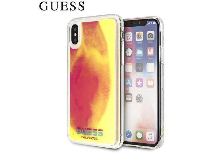 Maska Guess Faceplate Liquid za iPhone X/ XS roze zuta.