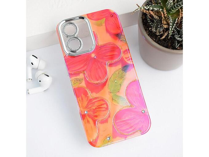 Maska Painting Flower za iPhone 16 crvena