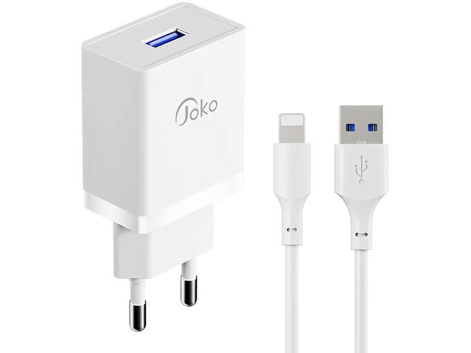 Kucni punjac KONFULON Joko JK77 2.4A sa kablom USB na iPhone Lightning beli 1m