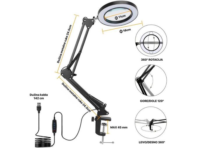 Stona LED lampa sa lupom HQ