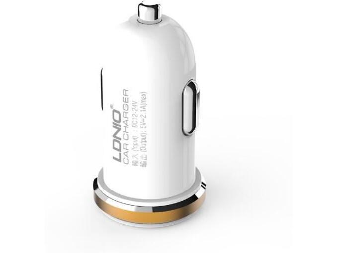 Auto punjac LDNIO DL-C22 dual USB 2.1A beli