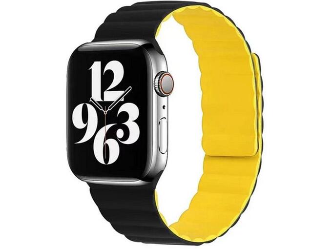 Silikonska narukvica za Apple Watch sa magnetom crno zuta 38/ 40/ 41 mm