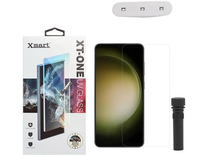 Zastitno staklo XMART UV Glue Full Cover + lampa za Samsung S24/ S921B.