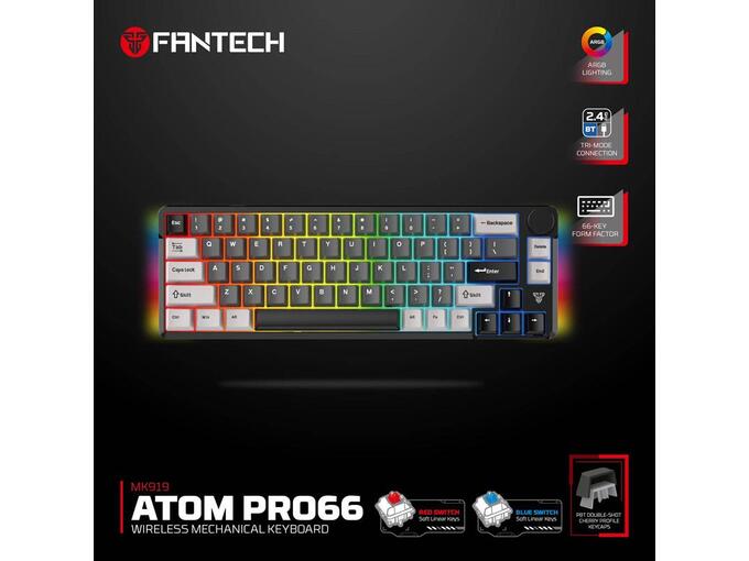 Tastatura Mehanicka Gaming Fantech MK919 Atom PRO66 crna (Red switch)