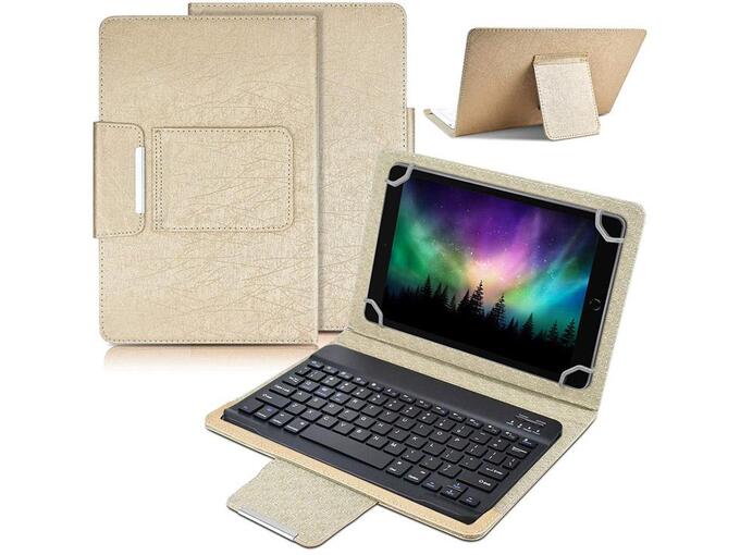 Futrola Leather 10-11 in sa bluetooth tastaturom zlatna