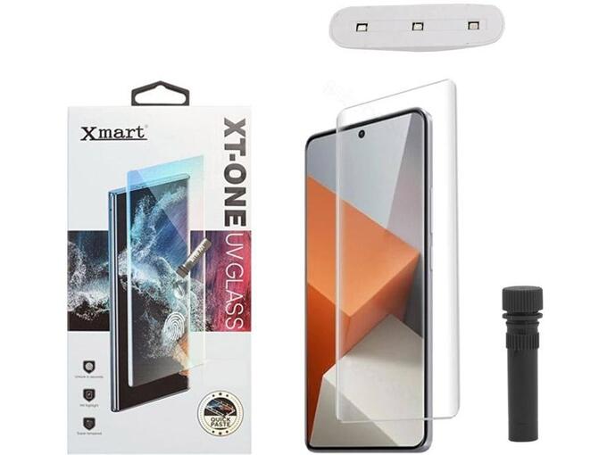 Zastitno staklo XMART UV Glue Full Cover + lampa za Xiaomi Redmi Note 14 Pro Plus