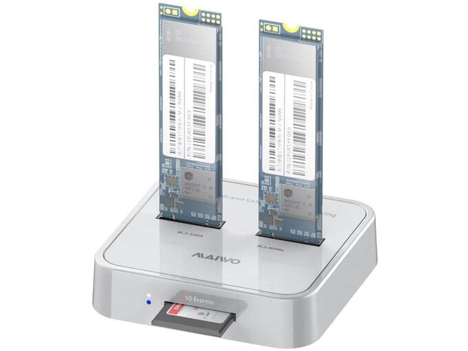 Maiwo Docking station K3016SD USB-C na 2x M.2 NVMe/SATA sa SD čitačem beli