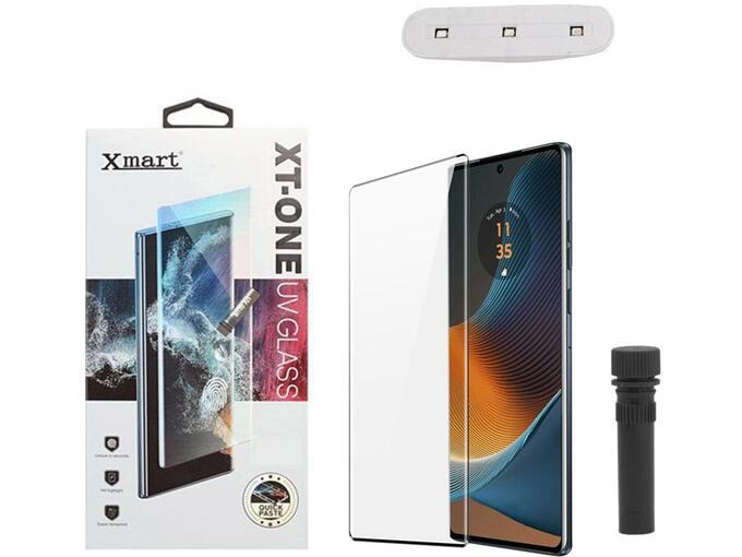 Zaštitno staklo XMART UV Glue Full Cover + lampa za Motorola Edge 50 Fusion