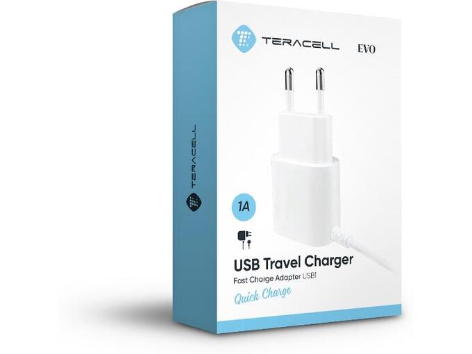 Kućni punjač Teracell Evo USB1 Lightning 1A beli