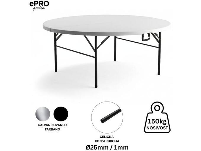 ePRO Sklopivi Baštenski sto Ø122 74cm metal-plastika