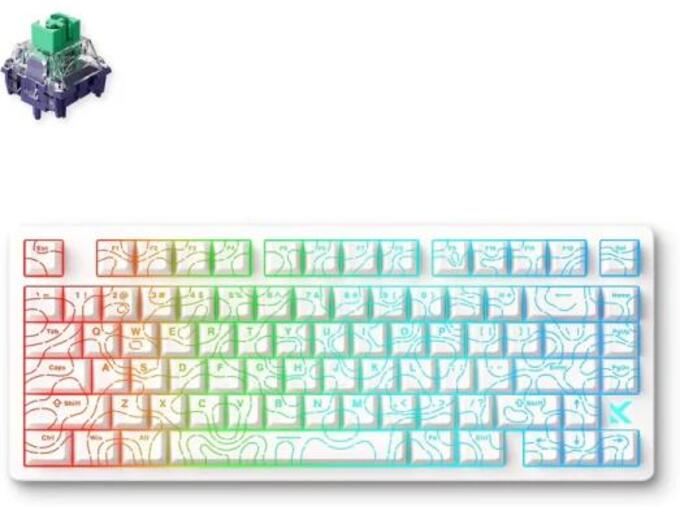 MCHOSE Žična Gaming tastatura Jet 75 White Topographic Kailh Magnetic God Switch