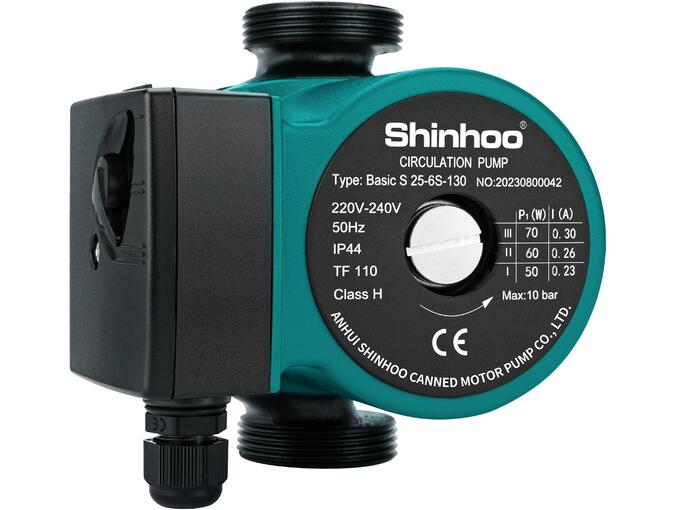 Shinhoo Basic S 25-6S 130 cirkulaciona pumpa sa tri brzine za grejanje DN25