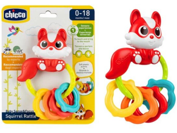 Chicco senzorna zvečka-glodalica za bebe Veverica - A081536